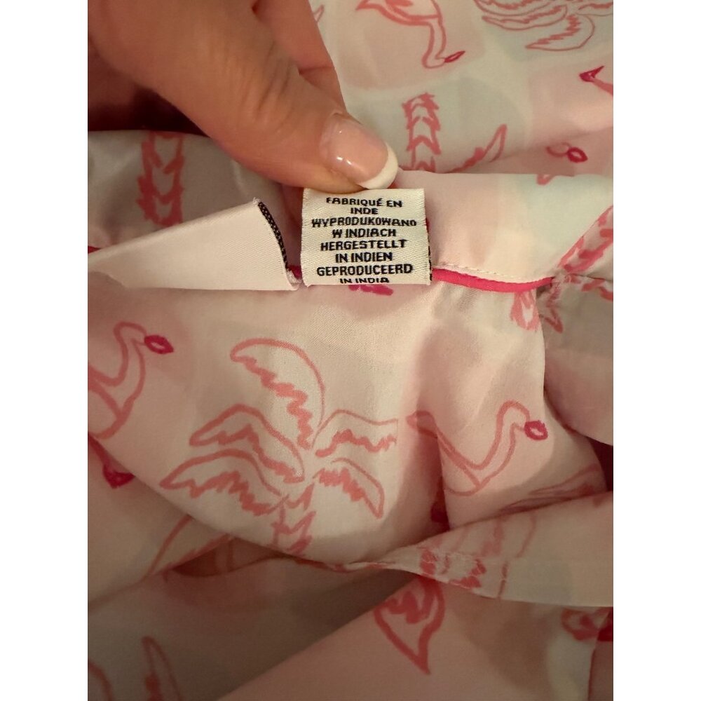 Bouffant’s & Broken Hearts Womens Size Medium Pink Flamingo Print Pajama Set - Picture 8 of 11